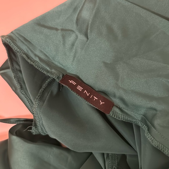 Fenity Isabelle Maxi Slip Dress Kelly Green Satin Open Back Draped Large Party - Picture 7 of 16